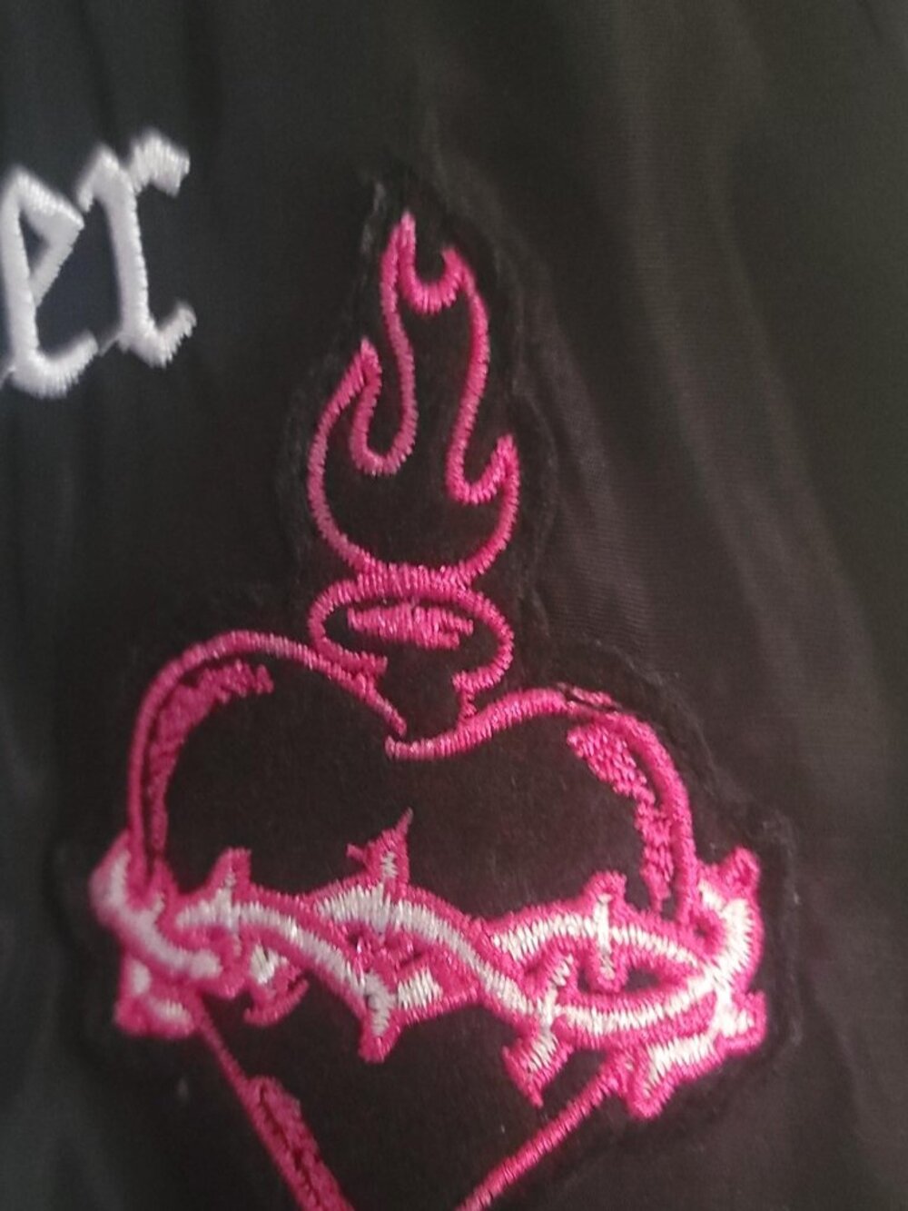 Beautiful Disaster Stronger Bomber Jacket Women's Curvy C1X Black Embroidered - Picture 4 of 12